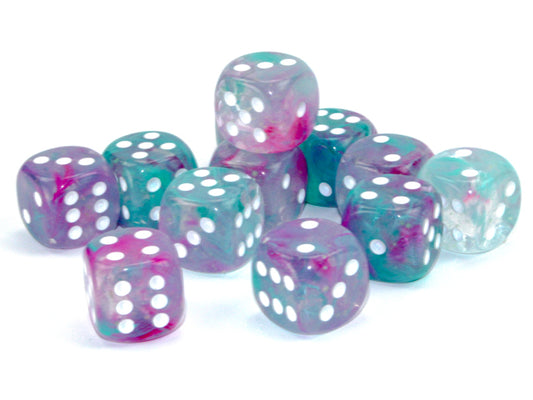 Nebula Wisteria/white Luminary 16mm d6 Dice Block (12 dice) - - CHX27745