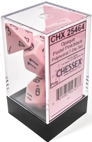 Opaque - Pastel Pink/Black - Polyhedral 7-Die Set - CHX25464