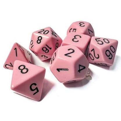 Opaque - Pastel Pink/Black - Polyhedral 7-Die Set - CHX25464