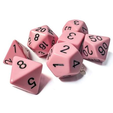 Opaque - Pastel Pink/Black - Polyhedral 7-Die Set - CHX25464