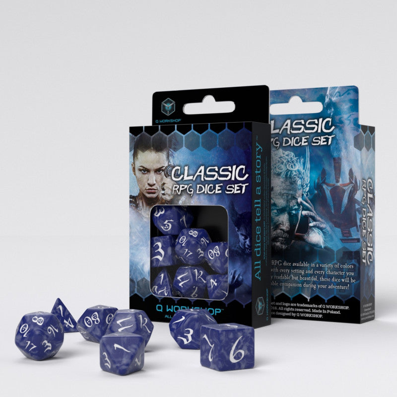 Classic RPG Cobalt & white Dice Set - SCLE12