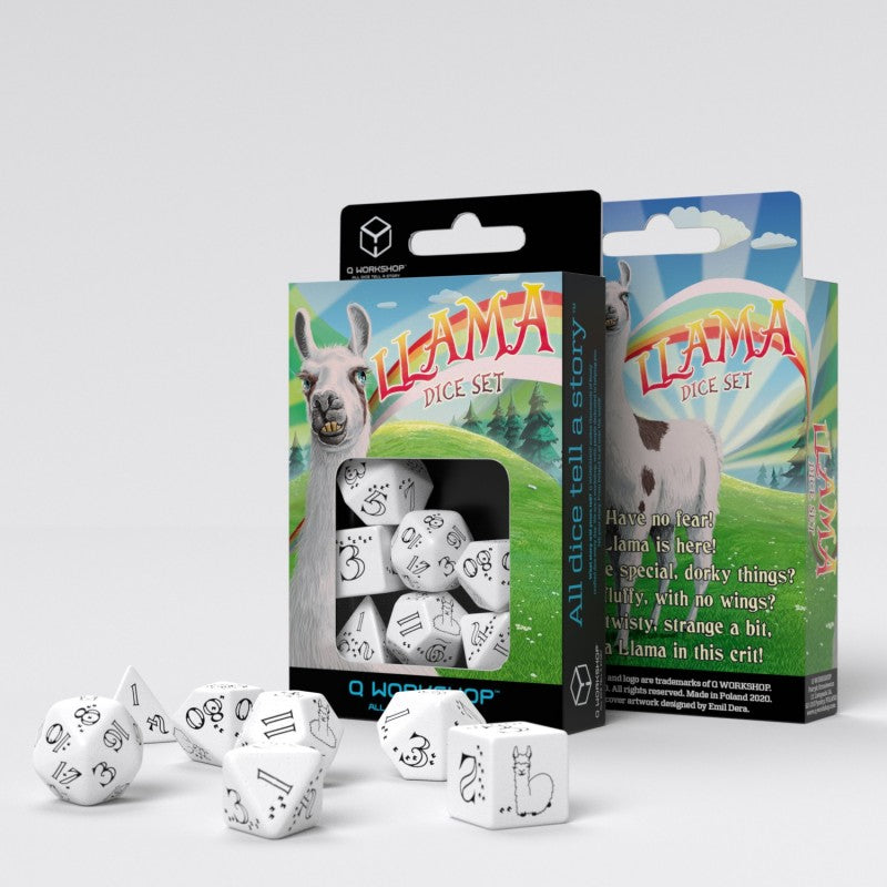Bright Llama Dice Set (White & black) - SLLA02