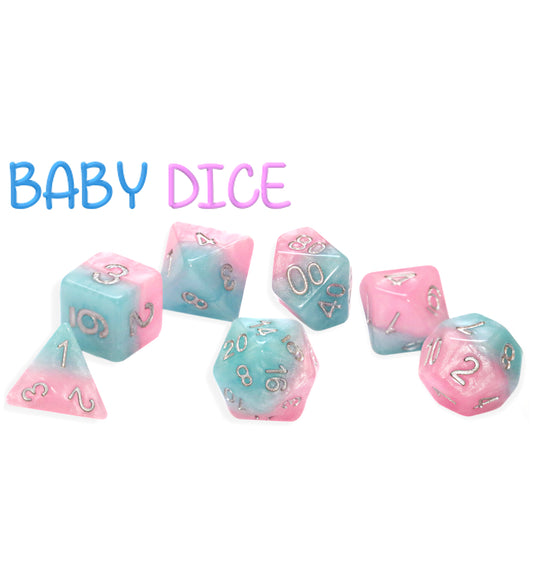 Tiny Dice Baby Dice Set Powder Pink & Baby Blue - GKGTINYH31